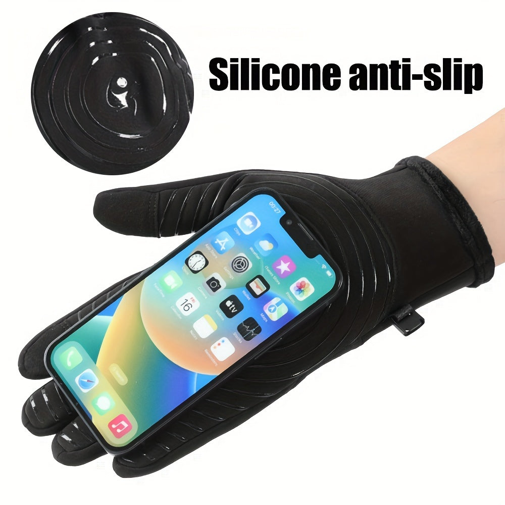 Men's Outdoor Winter Plush Warm Touch Screen Gloves Windproof Waterproof