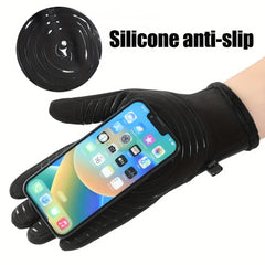 Men's Outdoor Winter Plush Warm Touch Screen Gloves Windproof Waterproof