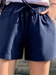 Dual Pockets Elastic Waist Shorts Casual Shorts Spring Summer Women's Clothing