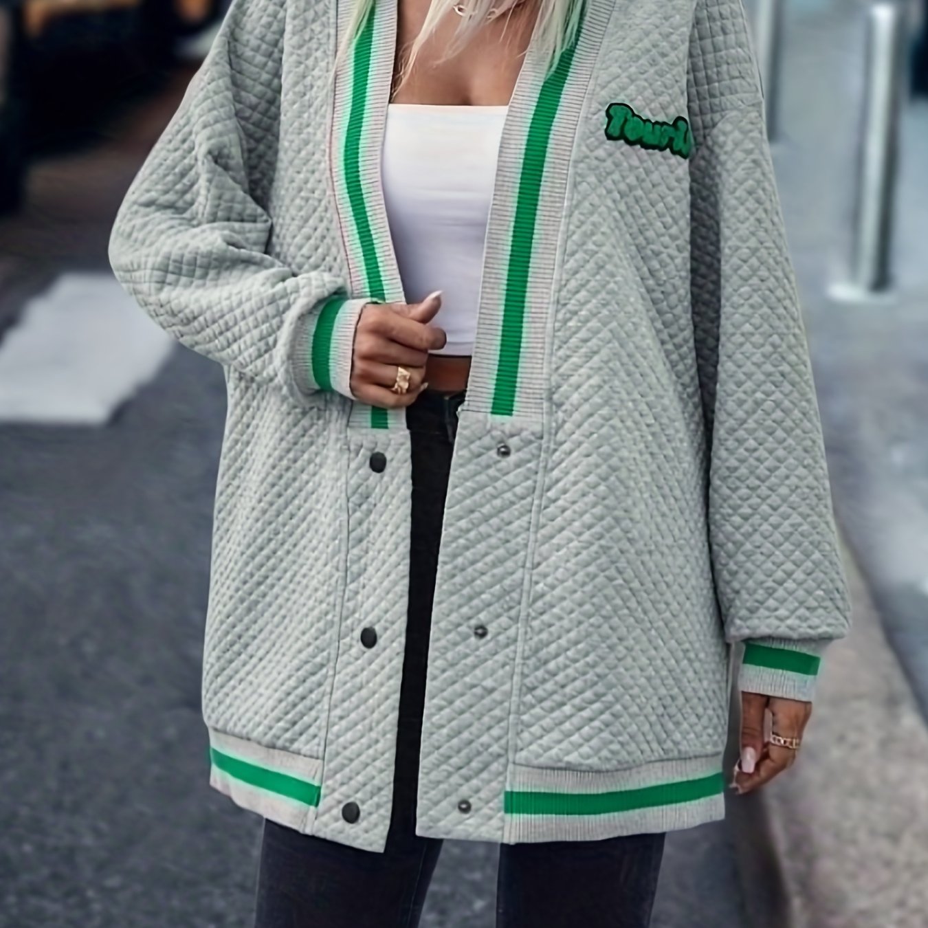 Plunging Button Front Cardigan Casual Loose Fit Long Sleeve