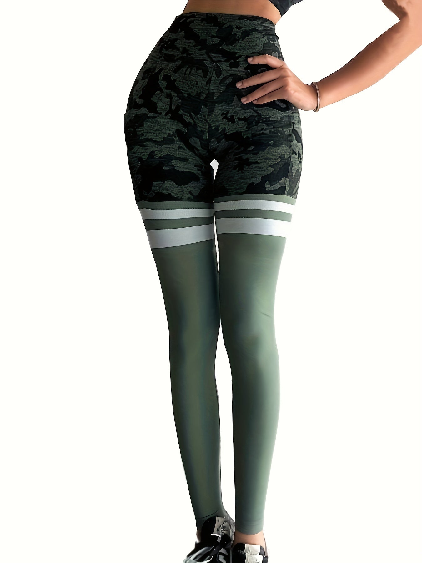 Camouflage Stripes Yoga Pants High Waist Leggings