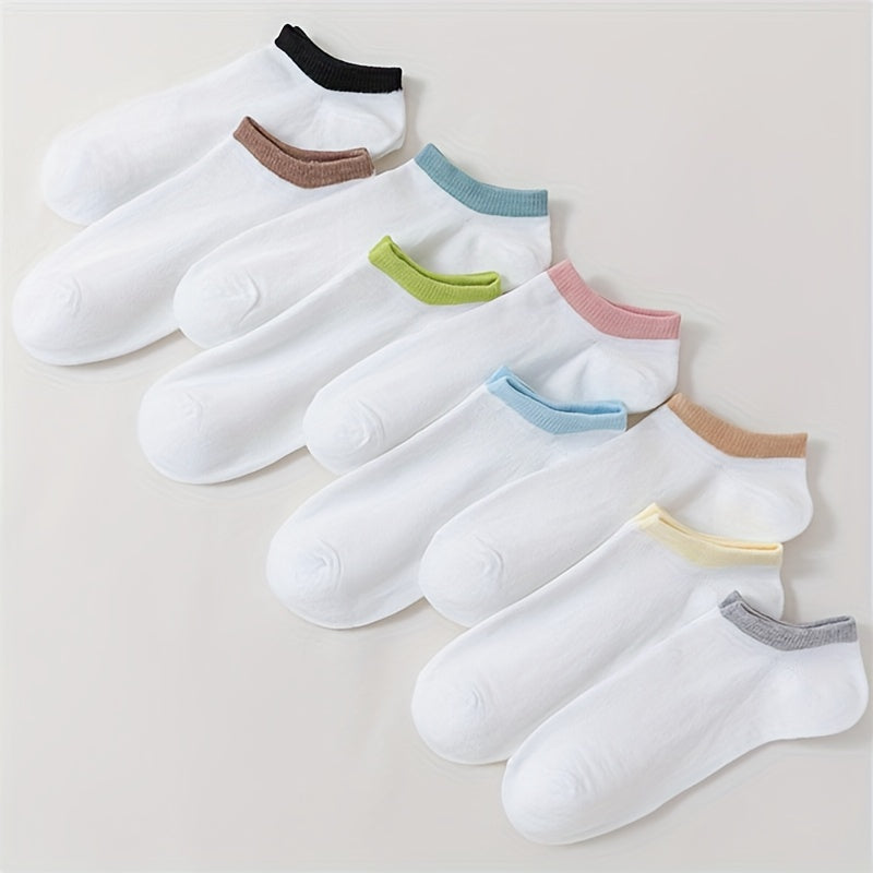 Colorblock Trim Socks Soft & Lightweight Ankle Socks Women's Stockings