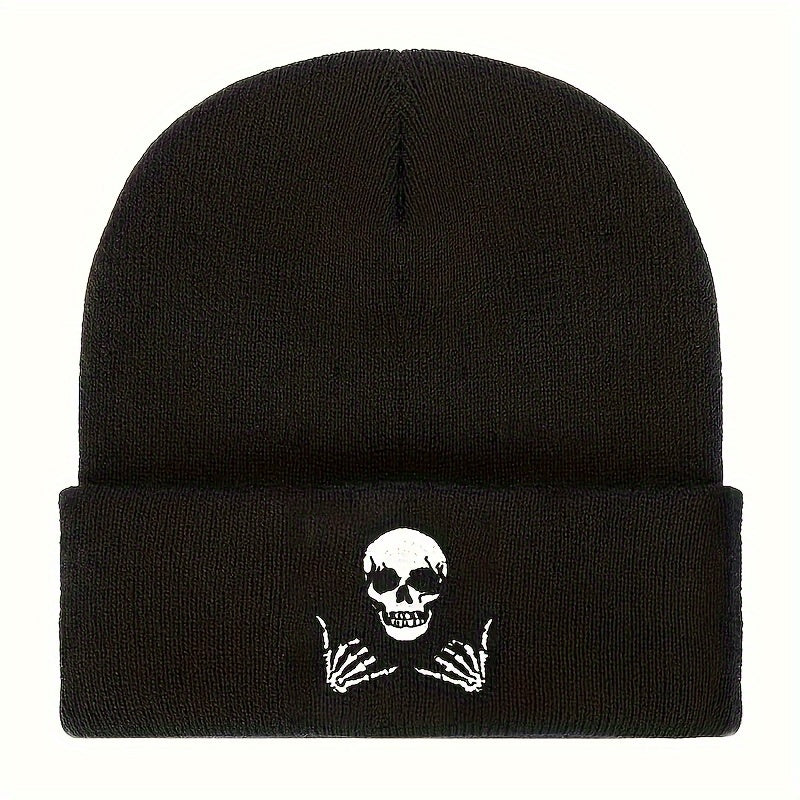 Skull Embroidered Knitted Hat Winter Warm Hat