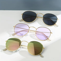 Round Metal Sunglasses Women Men UV400