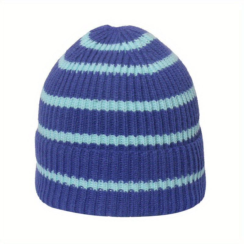 Kids' Striped Woolen Windproof Beanie Hat