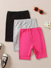 3pcs Girl's Bike Shorts Set Summer Casual Outfit