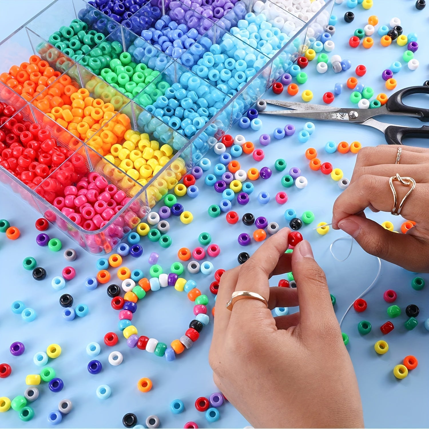 1000pcs Pony Beads Letter Beads Kit 24 Colors Pony Beads Bracelet Beads