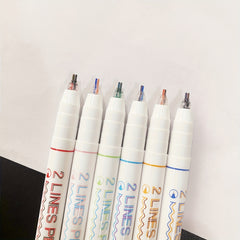6pcs Double Line Stereo Gel Pens, Colorful Ink, Smooth Writing