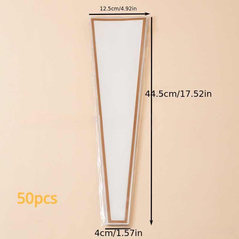 50pcs Golden Edge Flower Bag Waterproof Bouquet Packaging