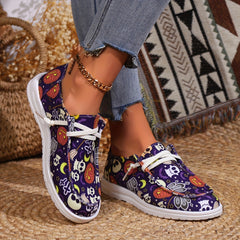 Halloween Pumpkin Print Slip On Sneakers Soft Comfortable Shoes