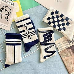 6 Pairs Letter Print Ribbed Socks for Women