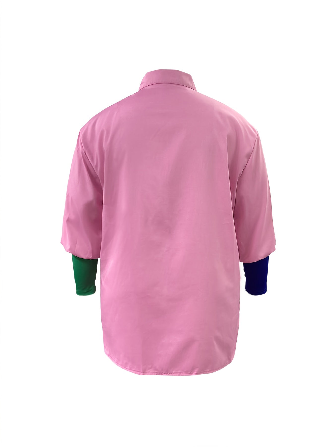 Casual Blouse Women Letter Print Colorblock Lantern Sleeve