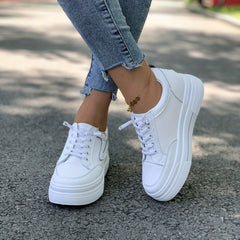 Women's Platform Skate Shoes Round Toe Low Top Slip On Sneakers