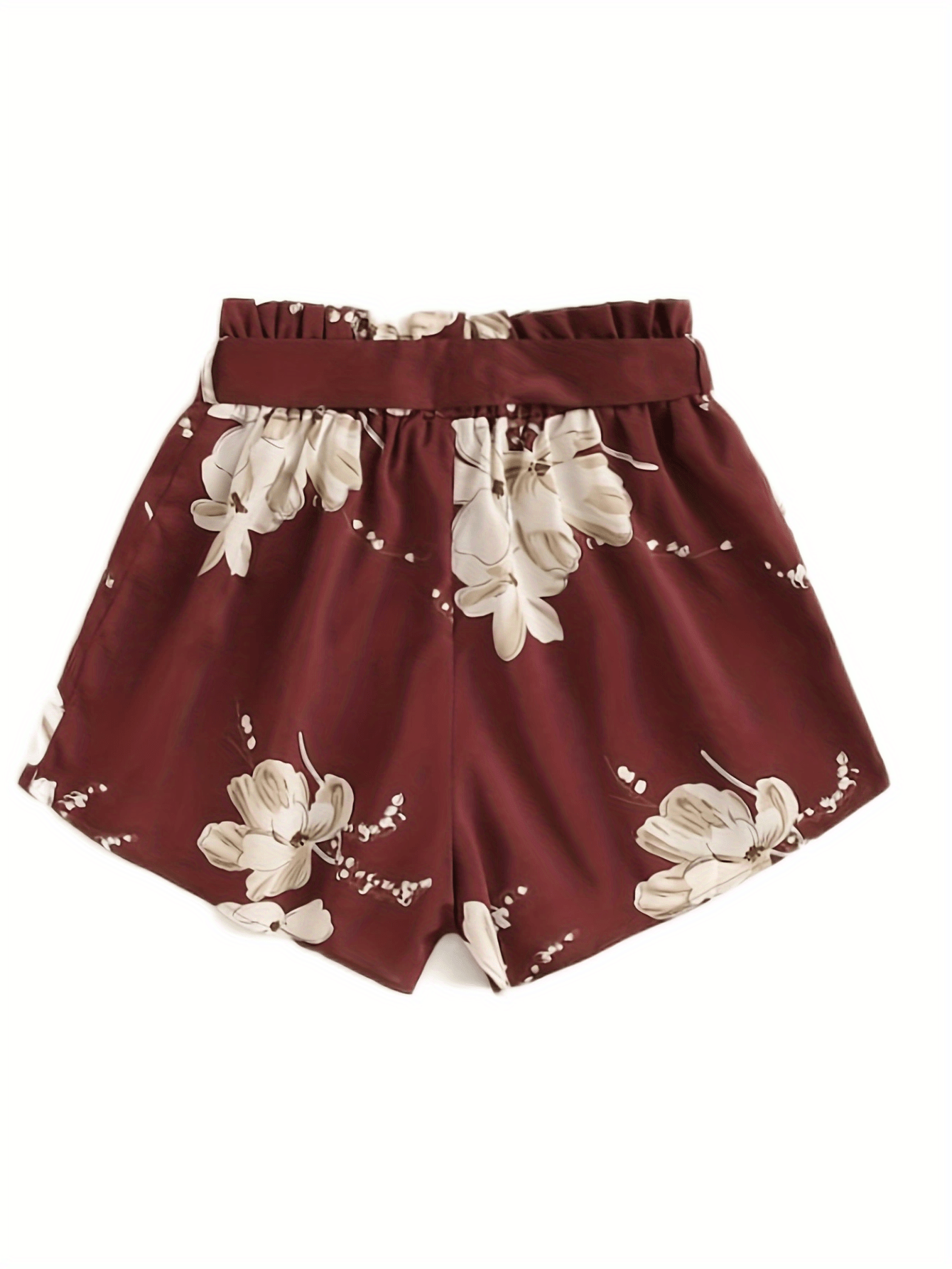 Floral Print Tie Waist Casual Loose Shorts Spring Summer
