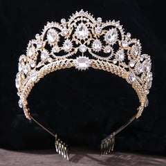 Emerald Crystal Crown With Comb Bridal Wedding Headband For Brides