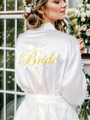 Satin Night Robe V-Neck Long Sleeve with Belt