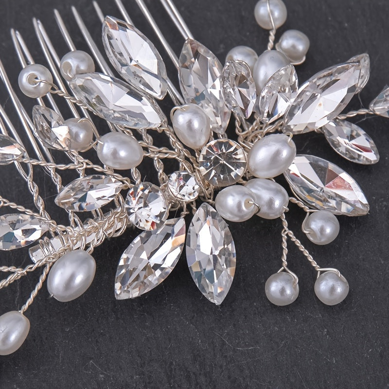 Faux Pearl Crystal Hair Comb Wedding Accessories