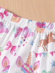 Girls' Unicorn & Stretchy Athletic Leggings Kids Elastic Waist Ankle Pants