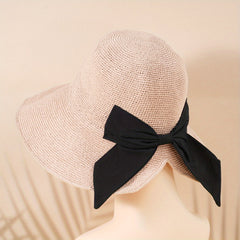 Bowknot Floppy Summer Bucket Hat Sun Hats Crochet Straw Hats