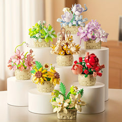 3D Mini Flowers Building Blocks Toys Magnolia Rose Sunflower Violet Flower