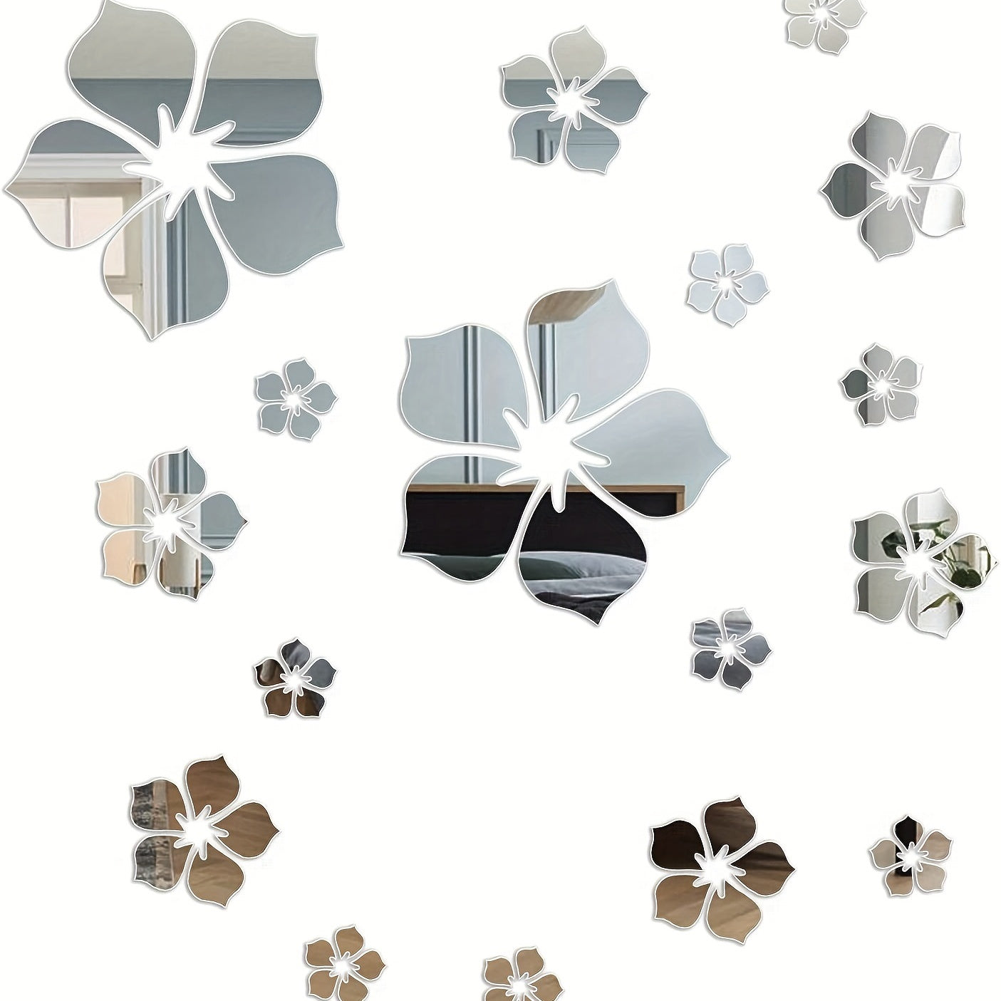 3D Flower DIY Wall Decoration Silvery