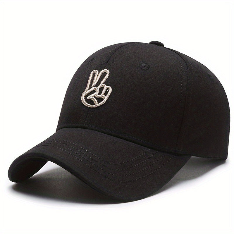 Adjustable Victory & Peace Gesture Embroidered Baseball Cap