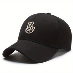 Adjustable Victory & Peace Gesture Embroidered Baseball Cap