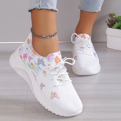 Butterfly Pattern Breathable Walking Shoes Soft Sole Non Slip Sneakers