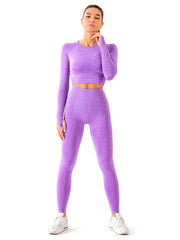 Women's High Waist Yoga Set Long Sleeve Fitness Top & Leggings