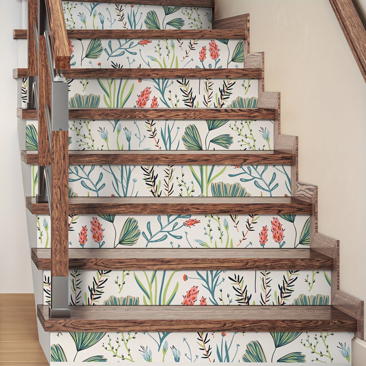 7pcs Cartoon Plant Staircase Sticker Waterproof Self-adhesive Home Decoration