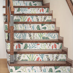 7pcs Cartoon Plant Staircase Sticker Waterproof Self-adhesive Home Decoration