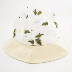 Flower Print Mesh Bucket Hat Thin Embroidery Basin Hat Sunscreen Fisherman Cap