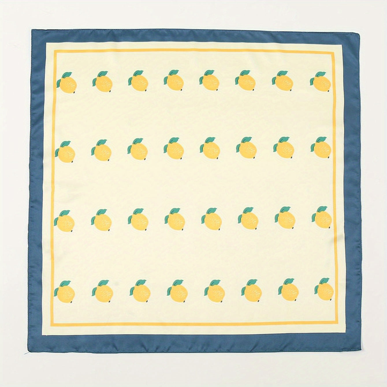Lemon Print Bandana Square Scarf Silk Head Wrap Hair Accessories
