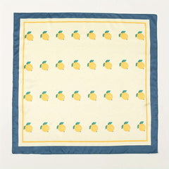Lemon Print Bandana Square Scarf Silk Head Wrap Hair Accessories