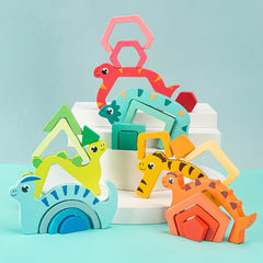 Wooden Dinosaur Mixing Puzzle Set Toy for Kids 3+