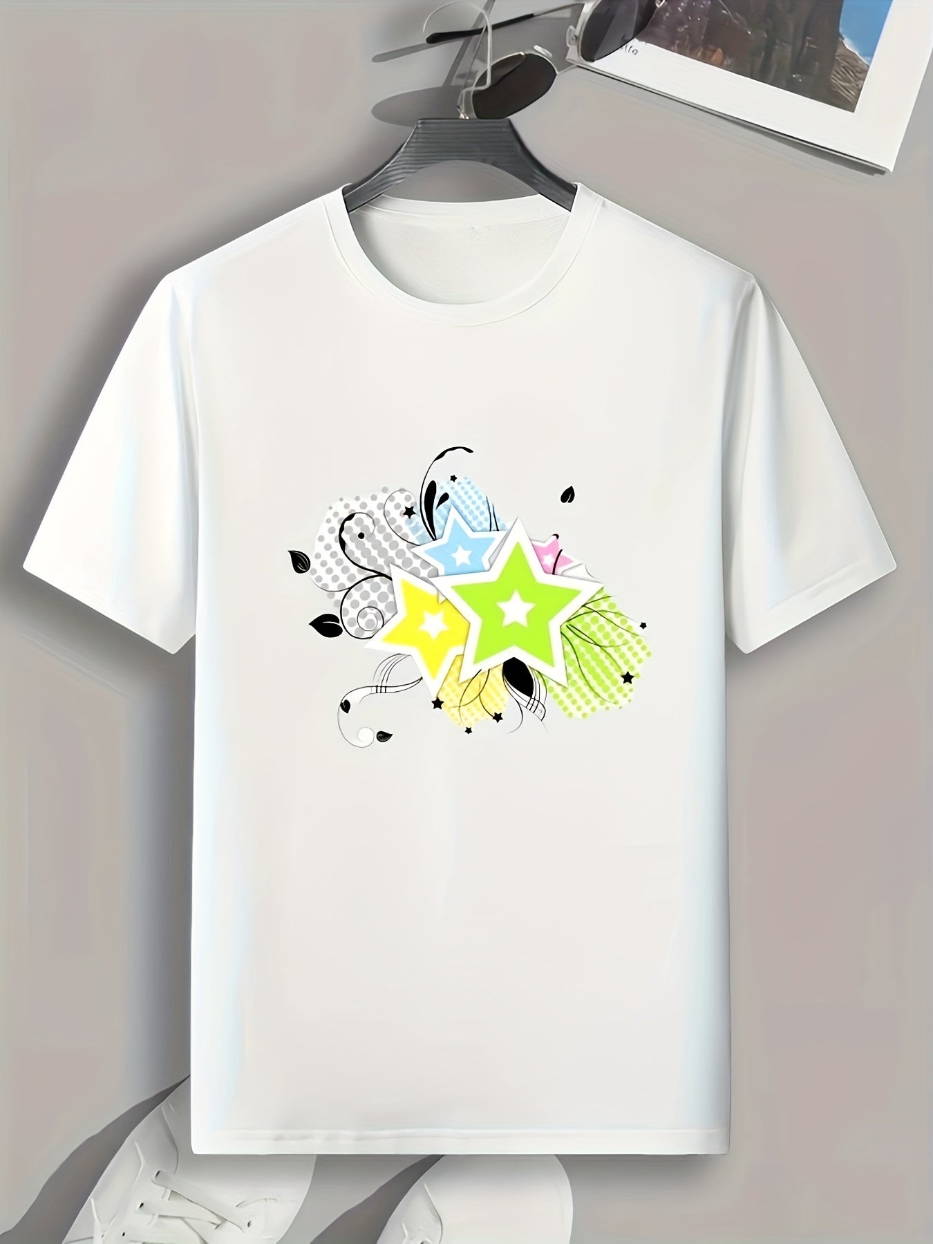 Stars Print Men's Graphic T-shirt Casual Comfy Tees For Summer Mens Clothing