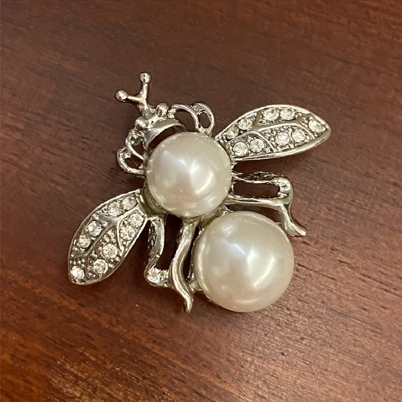 Vintage Bumble Bee Pin Brooch with Pearls and Rhinestone