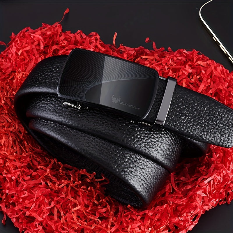 Men's Automatic Buckle Leather Belt Pants Belt