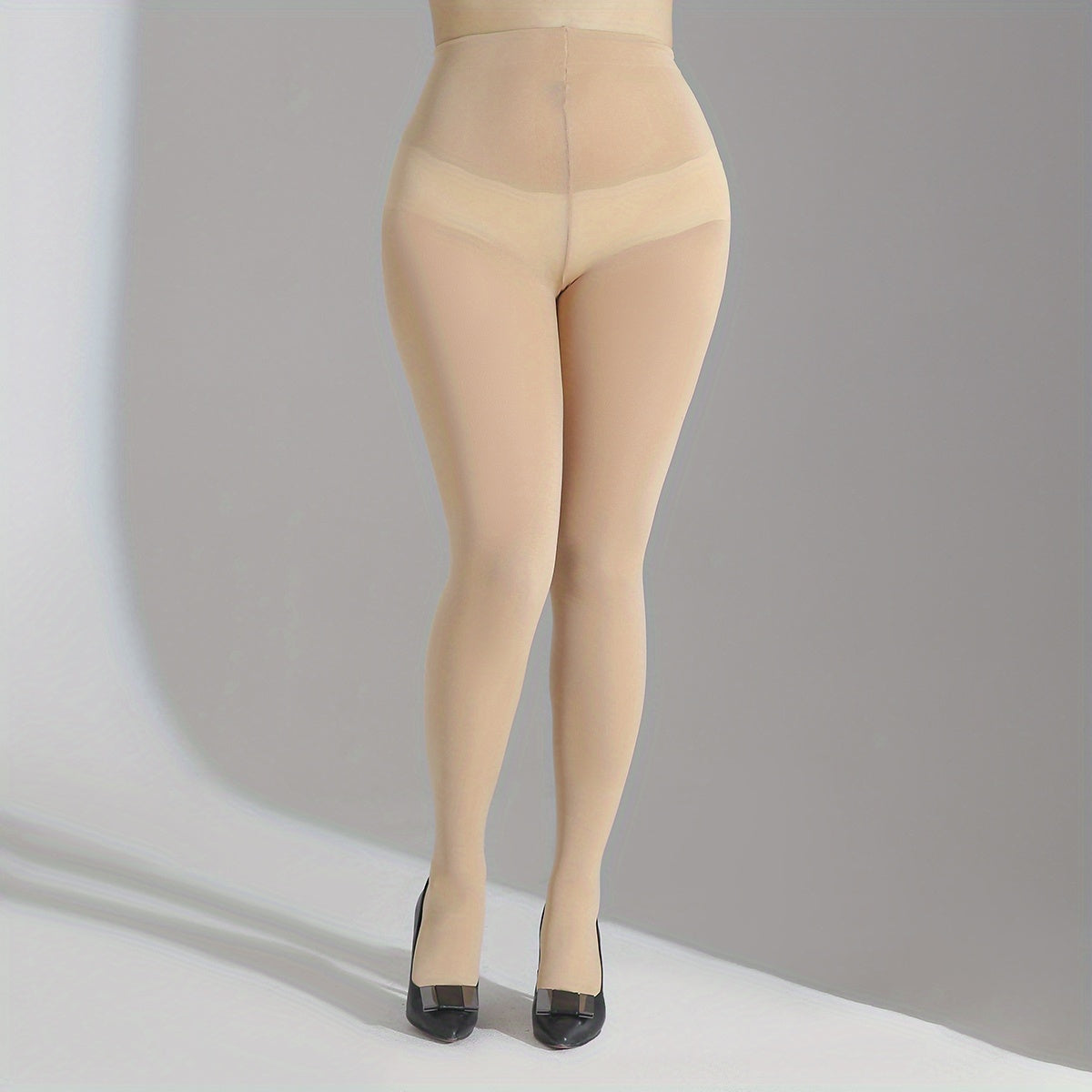 Basic Pantyhose Women's Plus Solid High Rise Tummy Control Tights