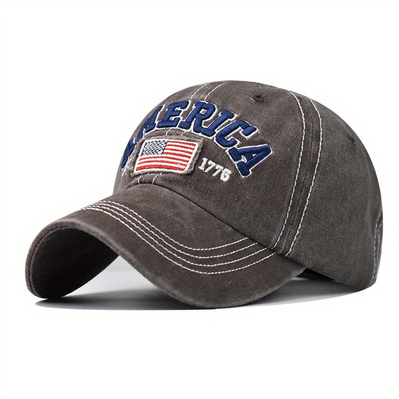 Vintage America Flag Baseball Cap Distressed Washed Sun Hat