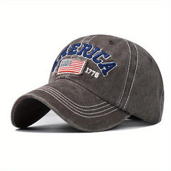 Vintage America Flag Baseball Cap Distressed Washed Sun Hat