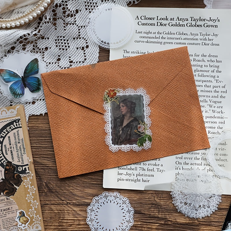 30 Sheets Transparent Lace Stickers Pack PET Photo Frame Decorative Stickers