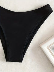 V Neck Bikini Sets Tie Back Backless High Cut Two Pieces Swimsuit