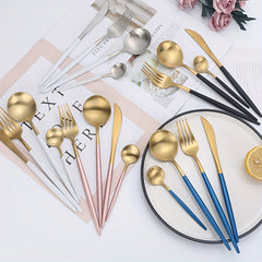 24pc Western Tableware Set with Storage Box Hotel Dinner Fork Spoon