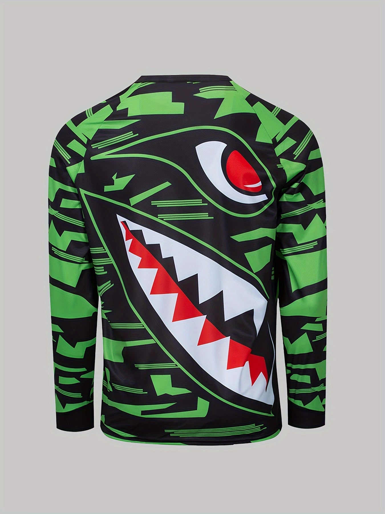 Men's Shark Pattern Long Sleeve T shirt Quick Drying Outdoor Top