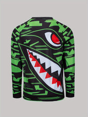 Men's Shark Pattern Long Sleeve T shirt Quick Drying Outdoor Top