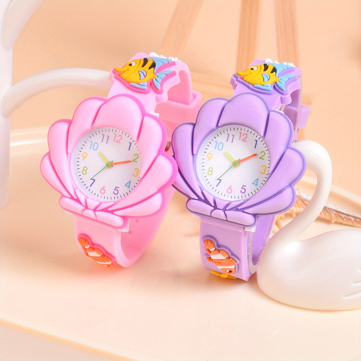 2pcs Set Football Bunny Cat Silicone Strap Watch for Kids