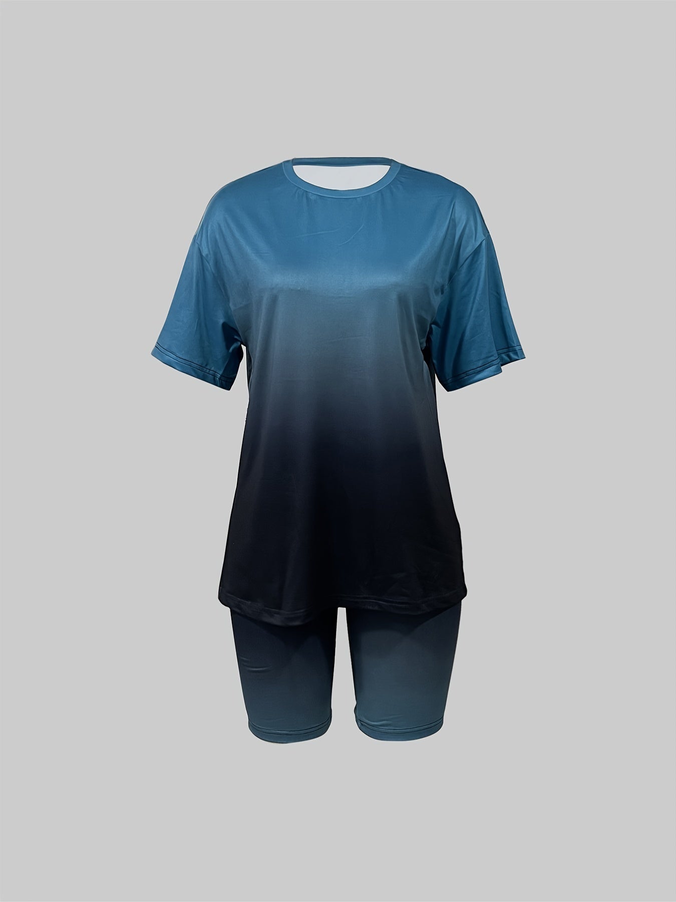 Ombre Two piece Set Casual Short Sleeve T shirt & Skinny Shorts