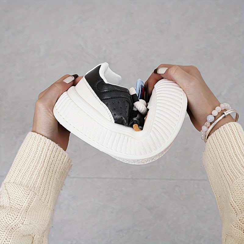 Women's Round Toe Platform Board Shoes Lightweight Block Sports Sneakers