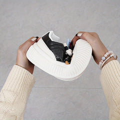 Women's Round Toe Platform Board Shoes Lightweight Block Sports Sneakers